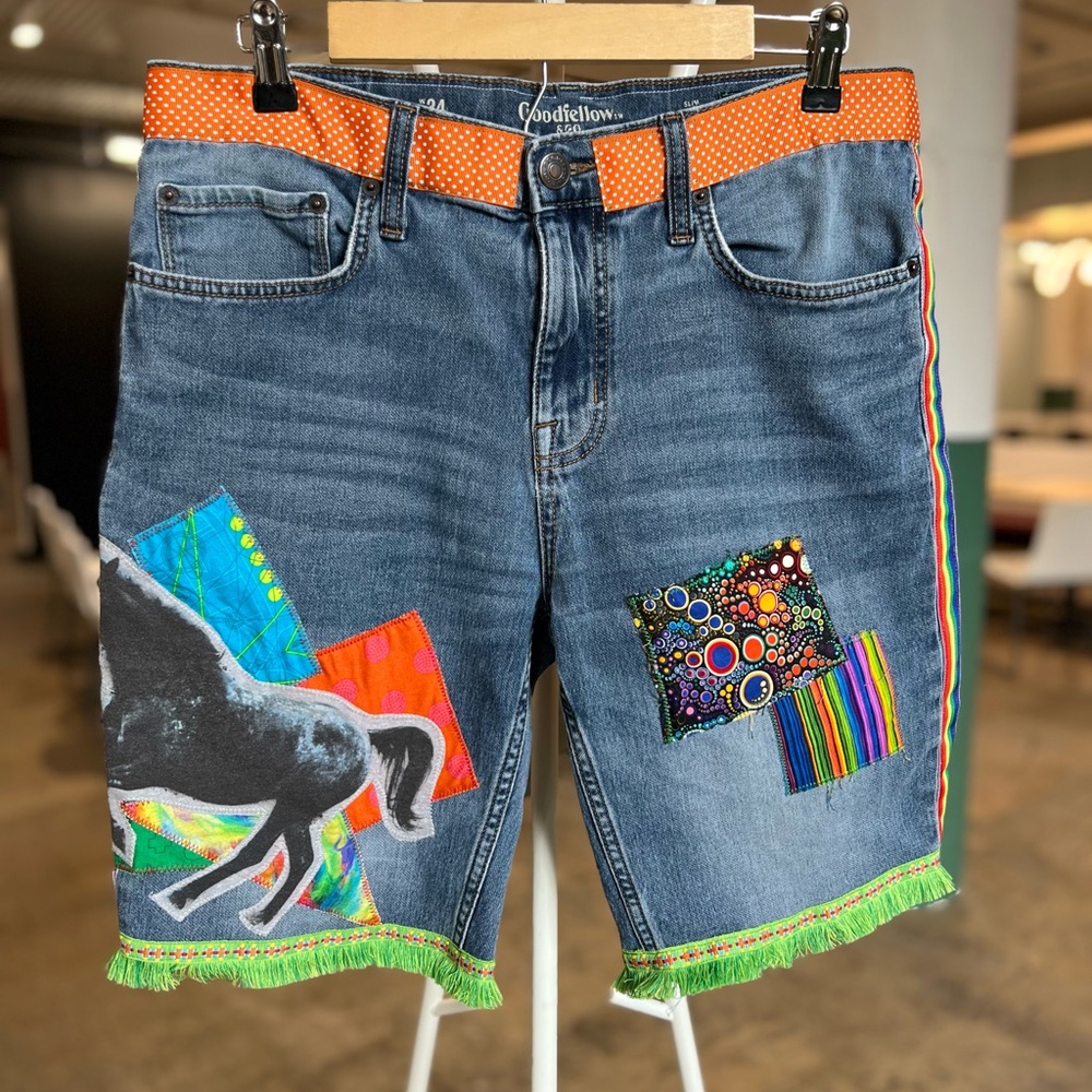 Unicorn I’m not for everyone upcycled custom collage Shorts